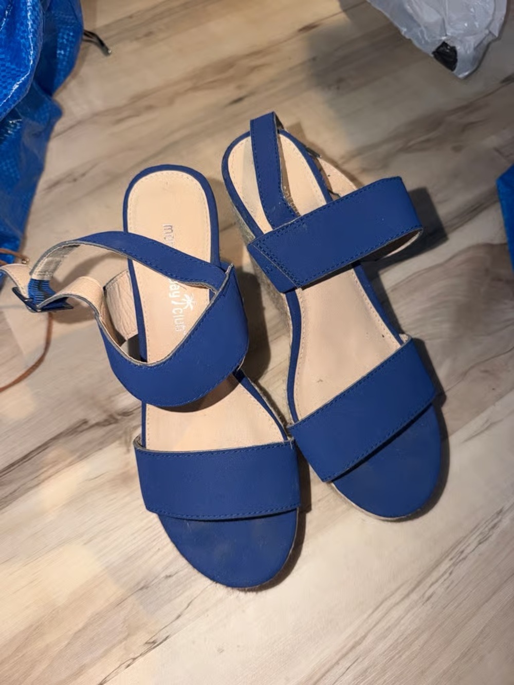 Time and Tru Royal Blue Double-Strap Women's Sandals